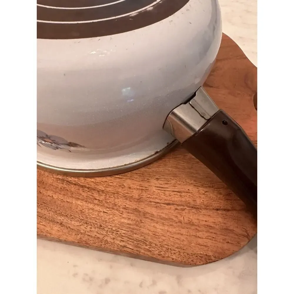 Vintage Crowning Spring Bouquet 1.5 Quart Saucepan Retro 60s 70s Cookware Enamel